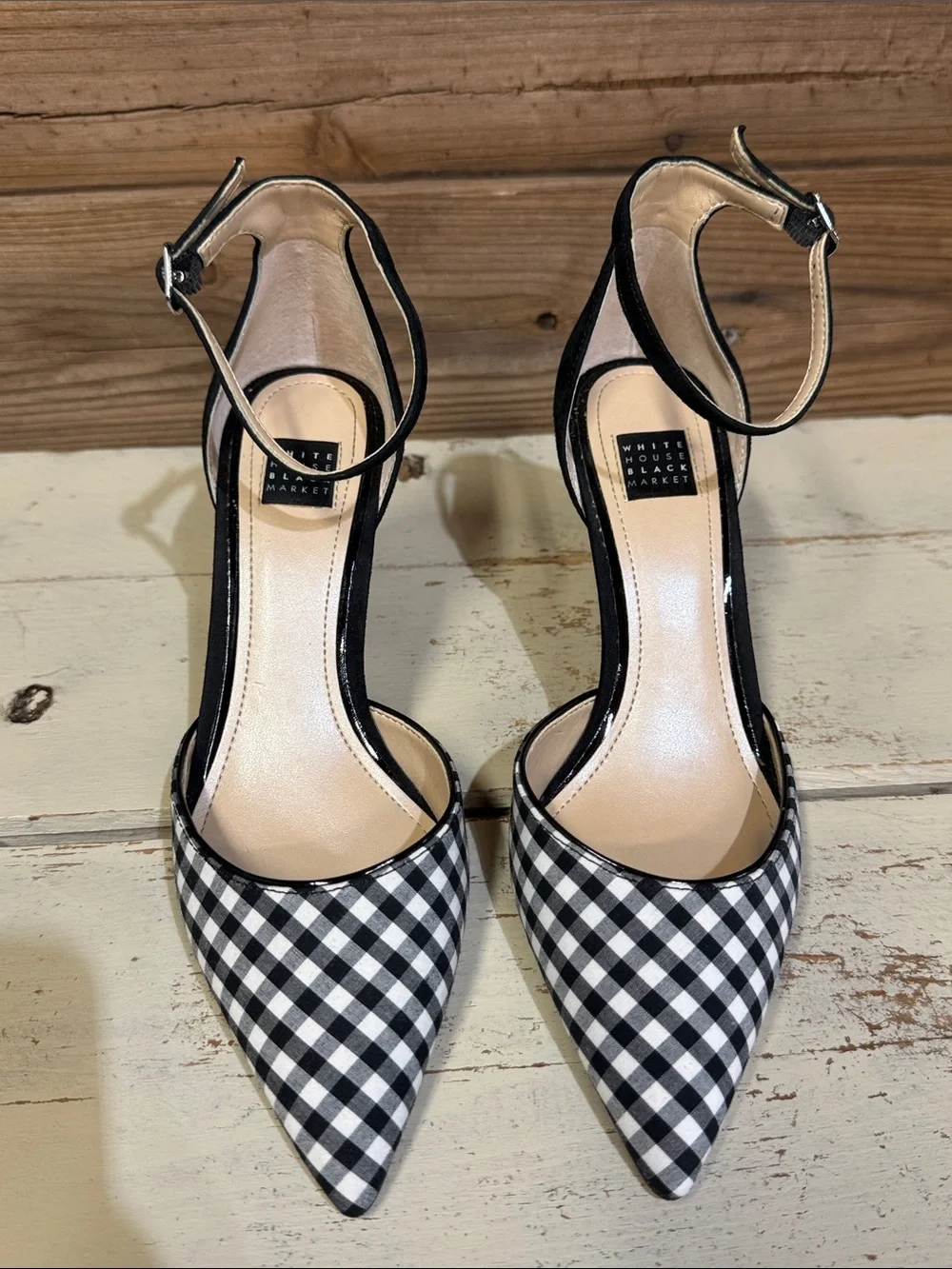 White House Black Market “Gianna” Pointed Ankle-Strap Pumps